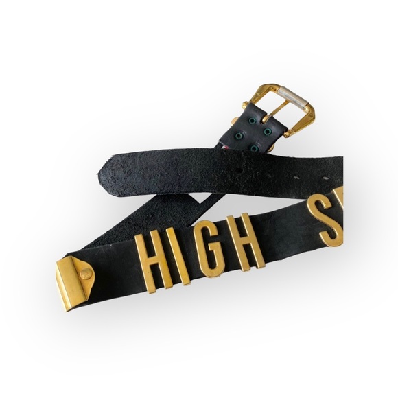 Vintage 90’s: High Speed ☻ Gold Letter Belt ☻ Bal Harbour Shops ☻ Black Leather - Picture 7 of 17